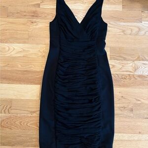White House Black Market Black Ruched Midi Dress
